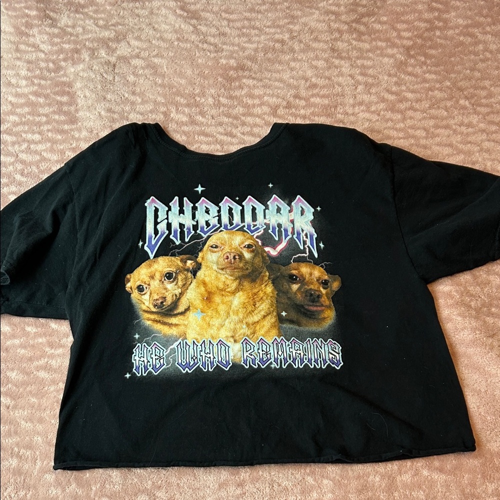 Black Graphic Tee with Dog Print
